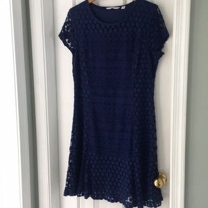 Beautiful Navy Mixed Lace Fit N Flare Dress from Isaac